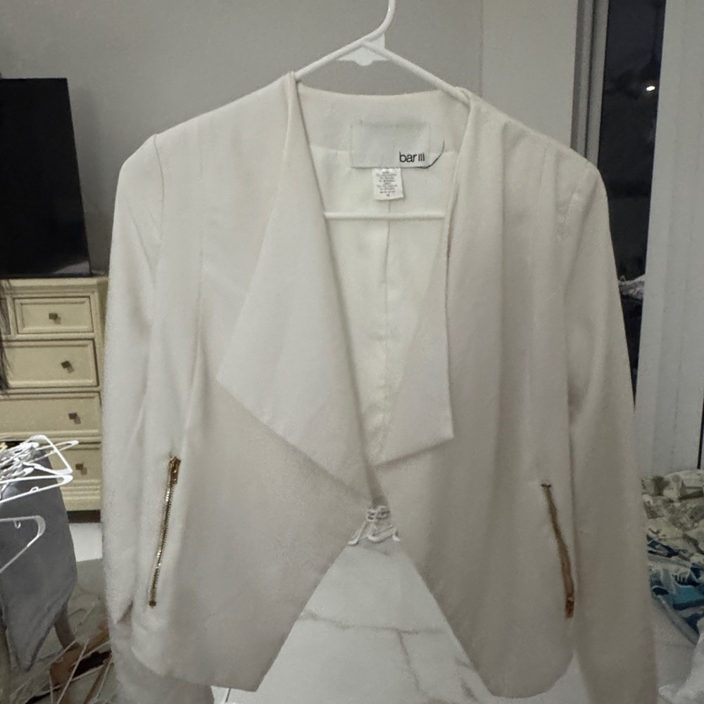 Bar III Cream Blazer Waterfall Front Lightweight